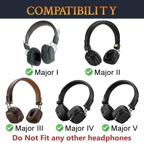 Upgrade Your Marshall Major Headphones with SOULWIT Dark Coffee Protein Leather Replacement Ear Pads – Unmatched Comfort and Sound Isolation for I/II/III/IV/V Models – Effortless Installation & Long-lasting Durability for Music Enthusiasts and Professionals