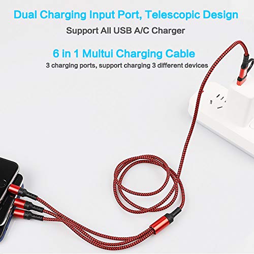 Versatile 6-in-1 Multi Charging Cable Set (3 Pack, 4 ft) – USB A/C to USB C, Micro USB, and i-P Connector for Fast Charging Multiple Devices – Ideal for Smartphones, Tablets, and Gaming Consoles – Enhanced Compatibility for Everyday Use