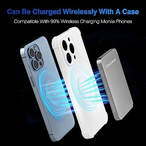 Ultra-Thin 10000 m Ah Magnetic Power Bank – 15 W Fast Wireless Charger with Aluminum Alloy Design for Seamless Mag Safe Compatibility, Lightweight Portable External Battery for Smartphones & Tablets