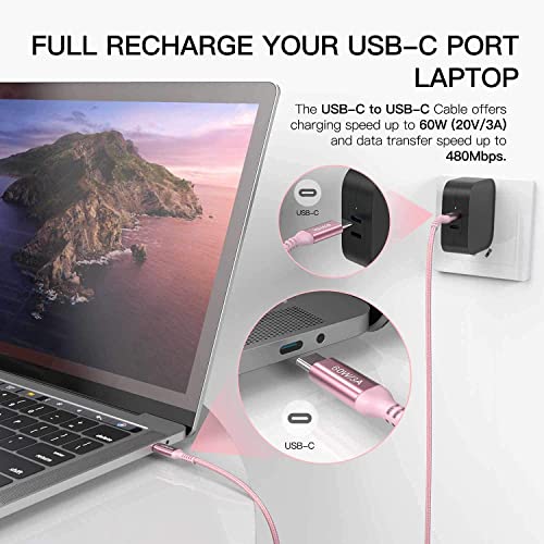 Awnuwuy 60 W USB C to USB C Charger Cable 15 ft – Fast Charging & Data Transfer for i Phone 15, Samsung Galaxy S23, Pixel 7, Mac Book – 2 Pack of Durable, High-Performance Type-C Cords for Ultimate Versatility and Connectivity