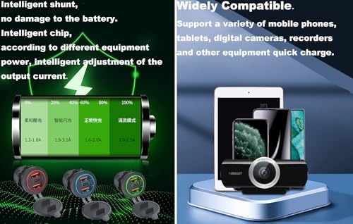 Ultimate 3-Port 18 W USB Car Charger – Quick Charge 3.0 & PD USB-C for Fast Device Charging in Cars, Motorcycles, Trucks & Boats – Dashboard Mount with Built-in Switch for Enhanced Safety and Control – Stylish Red Light Design for Modern Vehicles