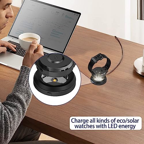 Rounkin Solar Watch Fast Charger – High-Efficiency Portable Solar Power Station for Casio, Citizen, Seiko, and Garmin Watches – Durable Metal Base, 9-Hour Auto Shut-Off Timer, Rapid Heat Dissipation for Optimal Performance and Eco-Friendly Charging Solutions
