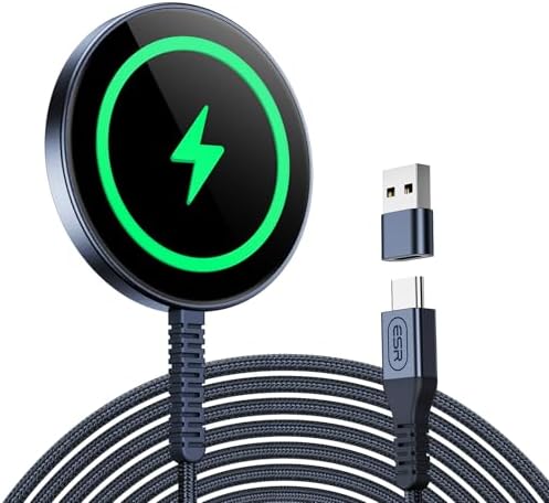 ESR Mag Safe 15 W Wireless Charger – Dual USB-C Charging Pad for i Phone 16 Pro Max, 16 Pro, 16, 16 Plus, 15, 14, 13, 12, and Galaxy S25 – Sleek Desert Titanium Finish – Effortless Magnetic Alignment for Air Pods Pro/3/4 – High-Speed Charging & Enhanced Device Compatibility
