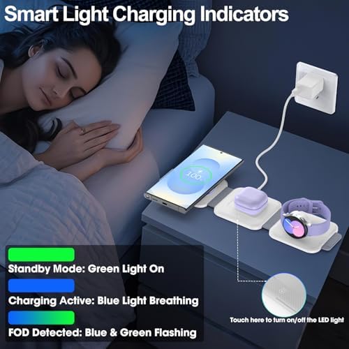 Compact 3-in-1 Foldable Wireless Charging Hub for Samsung Devices – Ultimate Travel Solution for Galaxy S25 Ultra, S24, Z Flip 6/5, Watch 7, and Buds Pro3 – Safe, Sleek, and Efficient Docking Station for All Your Charging Needs – Ideal for Home, Office, and On-the-Go Power Management – Space-Saving Design with Advanced Safety Features – Includes USB Type-C Cable and 18 W Power Adapter – Elevate Your Charging Experience with This Versatile, Multi-Device Station
