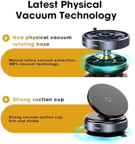 Revolutionize Your Mobile Experience with the 360-Degree Rotating Vacuum Magnetic Suction Phone Mount – Ultimate Gym & Kitchen Companion for All Smartphones with Strong Suction Cup for Any Smooth Surface – Effortless Hands-Free Functionality and Enhanced Durability