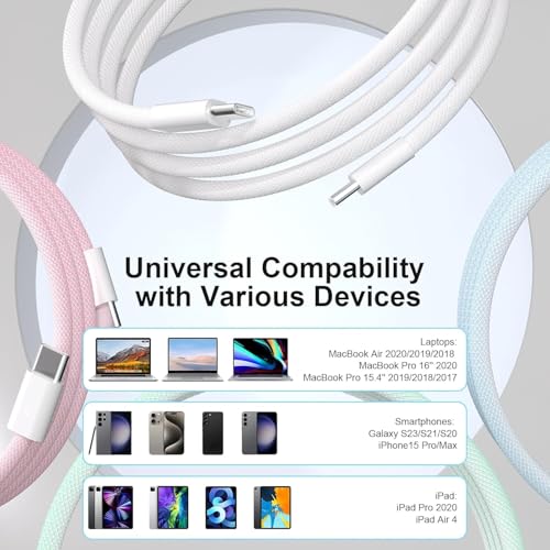 Power Up Your Devices: 20 W Fast Charging Duo Kit for i Phone 16 & 15 – Includes Two 6 FT Woven Type-C Cables for Enhanced Durability and Versatility – Perfect for i Pad Pro & Air Pods – Experience Rapid Charging with Unmatched Portability and Reliability