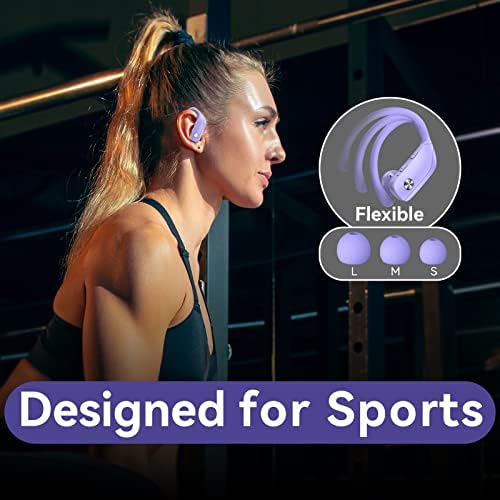 Elevate Your Sound Experience with Bmani Wireless Earbuds: 48-Hour Playtime Bluetooth Headphones with LED Battery Indicator, Secure Over-Ear Design, Built-in Mic for Hands-Free Calls, Ideal Sport Earphones for Active Lifestyles