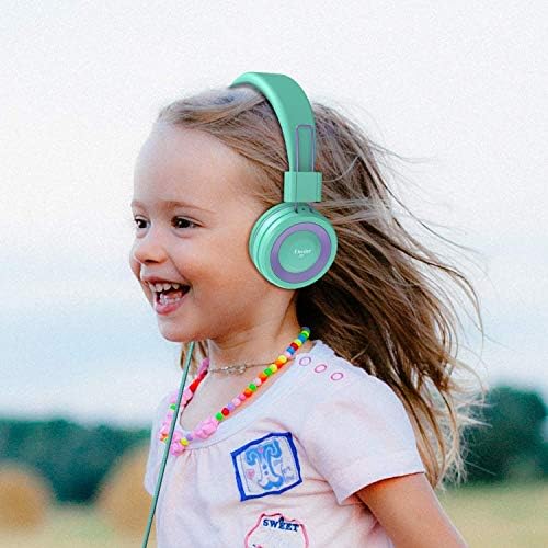 ELECDER i37 Foldable Kids Headphones – Lightweight, Adjustable On-Ear Wired Headphones in Vibrant Peach/Purple for School, Travel & Home Learning – Perfect Audio Companion for Young Learners & Teens with Comfortable Fit and Universal Device Compatibility