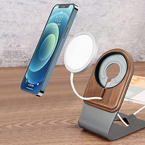 Natural Wood Stand for Apple MagSafe Charger, Real Walnut Wood Mount for MagSafe Charger Compatible with iPhone16/15/14/13/12 Series – Enhanced Compatibility and Speed