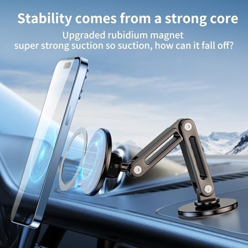 Sleek Aluminum Alloy Magnetic Car Phone Holder for Tesla Model 3/Y – 360-Degree Rotating Mount for Hands-Free Navigation – Universal Fit for All Smartphones – Effortless Installation & Enhanced Safety on the Road