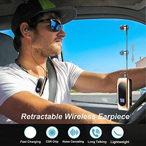 Advanced Retractable Bluetooth V5.0 Earbuds – Premium Noise Cancelling Wireless Headset for Professionals and Athletes, 20-Hour Battery Life, Ergonomic Hands-Free Design, Ideal for Truckers and Drivers, Unmatched Sound Clarity and Portability