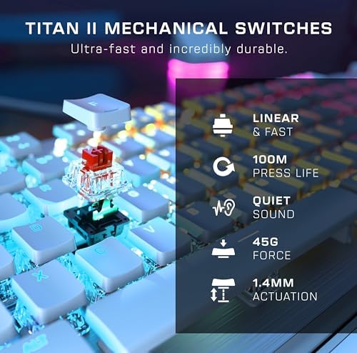 Experience Unmatched Gaming Precision with Turtle Beach Vulcan TKL Tenkeyless Mechanical Keyboard – Linear Titan Switch, Customizable AIMO RGB Lighting, Durable Aluminum Build, and Portable USB-C Connectivity for Ultimate Performance and Style
