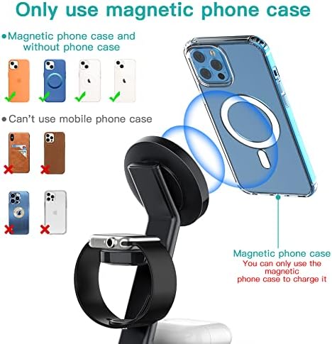 Weetla Magnetic 3-in-1 Wireless Charging Station – Rapid Charge for i Phone 13/12 Series, Apple Watch 7/6/SE/5/4/3/2, and Air Pods Pro/2 – Includes QC 3.0 Adapter for Optimal Efficiency – Compact Design Ideal for Home, Office, and Travel – Stylish Solution to Eliminate Cord Clutter with Long-Lasting Durability