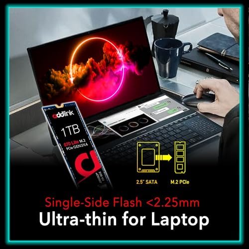 Unleash Gaming Excellence with Addlink S70 Lite 1 TB SSD – Blazing 3200 MB/s Speeds, M.2 2280 PCIe 3.0 NVMe Storage for Gamers & Creators, Built-In 3 D NAND Technology for Unmatched Reliability and Performance Boost