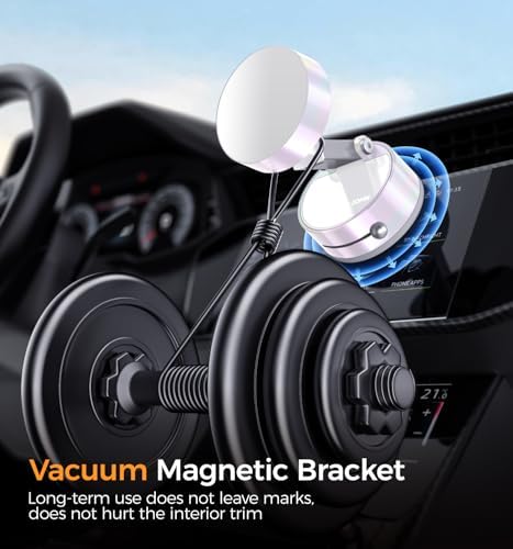 MAGIC JOHN Ultra Magnetic Car Phone Holder – 360° Rotatable Dashboard Mount for All Smartphones, Foldable Design, Strong Vacuum Grip for Secure Use, Sleek Black Finish, Effortless Installation, Ideal Hands-Free Navigation and Connectivity