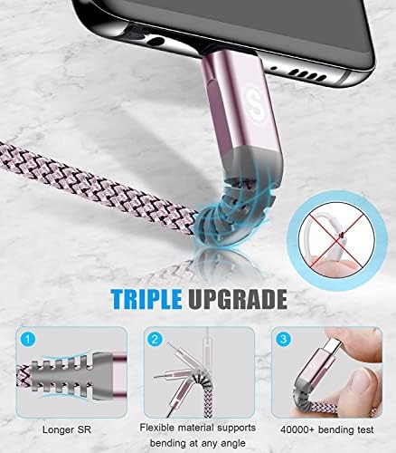 sweguard Premium USB Type C Charger Cable Trio – Versatile 3-Pack (6.6 ft, 3.3 ft, 1.5 ft) for i Phone 16, Samsung Galaxy S24, and Universal Devices – Fast Charging Nylon Braided Cords for Enhanced Durability and Performance – Ideal for Home, Office, and Travel