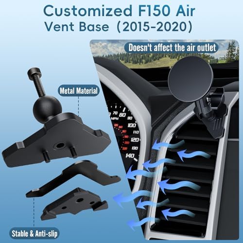 Kaishengyuan Magnetic Vent Phone Mount Compatible with 2015-2020 Ford F-150, 2017-2021 Super Duty & 2018-2021 Expedition, Car Full Metal Phone Holder Cradles Bracket Stand for All Smartphone – Enhanced Compatibility and Speed