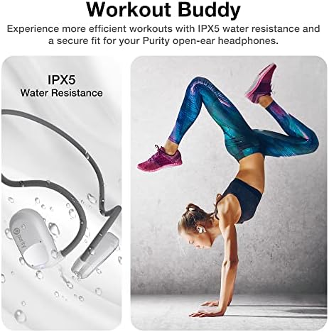 Purity Air Open Ear Headphones – Advanced True Air Conduction Wireless Bluetooth Earbuds with Dual Mic for Clear Calls – Ergonomic, Sweat-Resistant Design for Active Lifestyles – Compatible with i Phone & Android – Ultimate Comfort and Audio Awareness