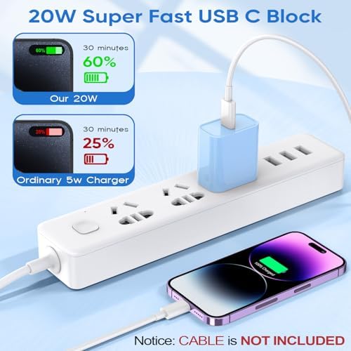 Ultra-Fast 20 W USB-C Wall Charger Block for i Phone 16/15 – 3-Pack Super Charging Adapter for i Phone, i Pad & Air Pods – Compact PD Type C Power Delivery Solution with Enhanced Compatibility & Safety Features