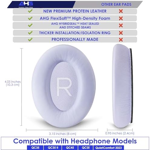 Ultimate Comfort Upgrade Kit: Premium Replacement Ear Pads & Headband Cushions for Bose Quiet Comfort 2023 Models (QC45, QCSE, QC35 II) – Easy DIY Installation in Elegant White Smoke for Superior Sound Quality and Long-lasting Durability