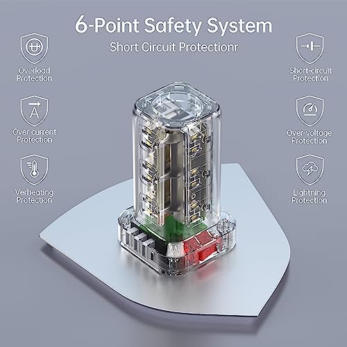 Elevate Your Charging Efficiency with the 12-Outlet Tower Surge Protector Power Strip – 6.5 Feet Extension Cord, 4 USB Ports Including USB-C, Compact Charging Station for Office and Home, Enhanced Surge Protection for Ultimate Device Safety