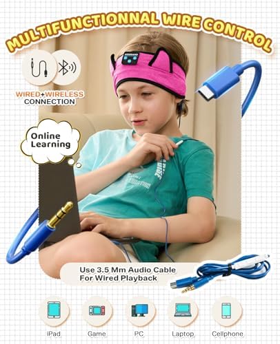 Ultimate Kids Bluetooth Headphones for Safe and Stylish Listening – Versatile Wired Playback Option with Volume Limiting Technology – Durable and Lightweight Design for Travel, School, and Home Use – Adjustable Headband for Customized Comfort – Compatible with Kindle, Tablets, and Cell Phones – Perfect for Boys and Girls