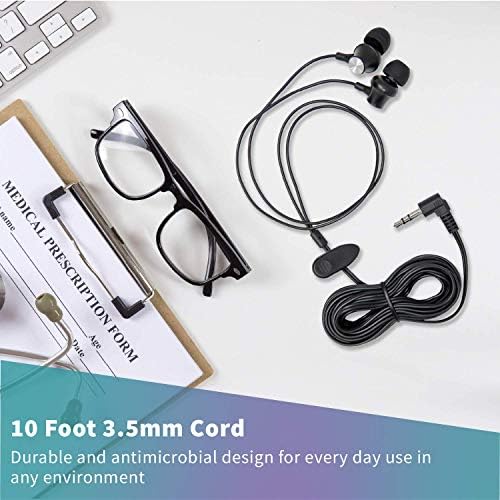 Professional Transcription Earbuds – Word Sleuth 3.5 mm Noise Reduction Headset with Antimicrobial Silicone Tips, 10-Foot Lightweight Cord for Ultimate Comfort and Clarity, Ergonomically Designed for Long Hours of Use, Ideal for Enhanced Audio Transcription Performance
