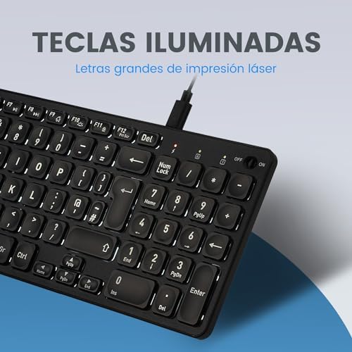Perixx PERIBOARD-332 Compact Mini USB Keyboard – Sleek White Backlit QWERTY Spanish Layout with Silent X-Type Scissor Keys for Enhanced Typing Comfort – Perfect for Limited Desk Spaces and Effortless Plug-and-Play Setup