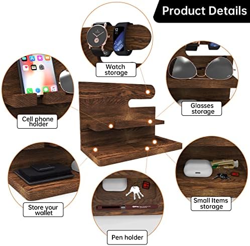 Birthday Gifts for Men – Husband & Dad Nightstand & Desk Organizer – Wood Phone Docking Station – Enhanced Compatibility and Speed