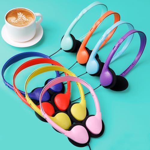 Bulk 36-Pack Classroom Headphones | Versatile Multi-Color 3.5 mm Jack Earphones for Students of All Ages | Comfortable, Durable, and Adjustable Headsets Ideal for Engaging Learning Environments and Collaborative Activities