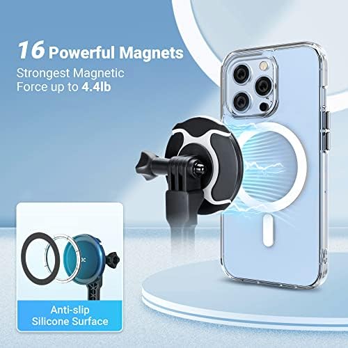 JJC Strong Magnetic Phone Desk Stand Compatible with MagSafe for iPhone 16, 15, 14, 13, 12 Pro Max Plus, MagSafe Case & All Smartphones, Height & Angle Adjustable iPhone Stand with Remote Control – Enhanced Compatibility and Speed