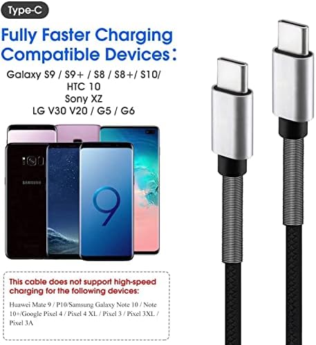 Cyven Premium 3 ft USB Type C Cable Duo Pack – Fast Charge & Data Transfer Cord, Durable TPE Construction, Compatible with Samsung Galaxy A Series, LG V Series, and More – Stylish Pink Design for Enhanced Performance and Versatility
