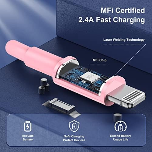 3 Pack 10 FT Apple MFi Certified Lightning to USB Charging Cables for i Phone 12/11/10/X/XR/8 – Fast, Durable, and Flexible Charging Solution for Enhanced Device Usability and Performance