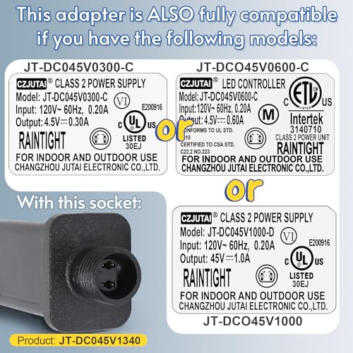 High-Performance 4.5 V Outdoor Power Supply Transformer for CZJUTAI JT-DC045 V1333-C – Reliable Adapter for Christmas Lights, Projectors & Lawn Decor – IP44 Waterproof for All-Weather Use, 6 W Efficiency Guarantees Brilliant Holiday Displays, Enhance Your Seasonal Ambiance with Trusted Power Solutions