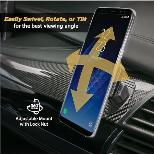 Scosche Magic Mount Pro Suction Cup Phone Holder – 2-Pack Magnetic Car Dashboard & Windshield Mount for i Phone, Galaxy & Android Smartphones – Enhanced Stability, 360-Degree Rotation & Sleek Black/Silver Design for Optimal Accessibility & Safety