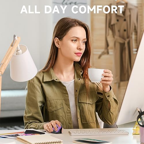 Elevate Your Comfort and Style with the memzuoix Purple Ergonomic Wireless Mouse – Right-Handed Vertical Design for Natural Wrist Posture, Adjustable DPI of 800/1200/1600, Perfect for PCs, Laptops, and Desktops – Experience Lag-Free 2.4 G Connectivity and Enhanced Productivity!