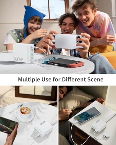 Revolutionize Your Charging Routine with the 100 W Ga N 6-Port USB C & A Power Station – Ultimate Fast Charging Hub for i Phone, i Pad, Samsung, and Android Devices – Compact Cube Design with Smart Power Management for Efficient Multi-Device Charging Solutions