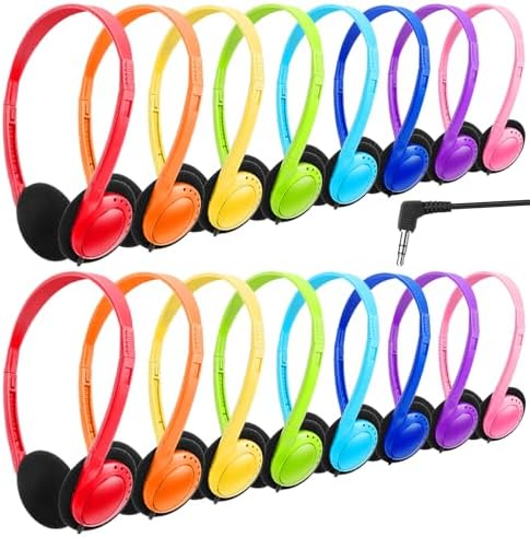 Bulk Classroom Headphones 25 Pack – Premium Durable Wired Earphones for Enhanced Student Learning, Comfortable Fit for Kids and Adults – Superior Sound Quality for Educational Use (HY103, 25 Black)