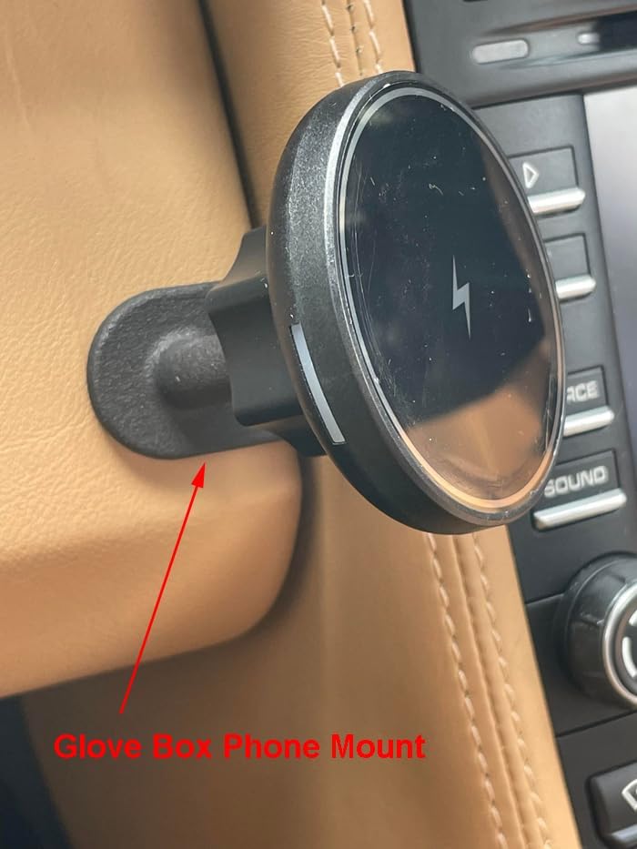 Porsche 997 911 LHD Glove Box Phone Mount Charger – Fast Wireless Charging Accessory with Secure Smartphone Holder, Sleek Black Design for Enhanced Interior Aesthetics and Seamless Installation – VTO-14844