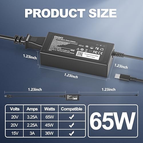 Universal 65 W Type-C Chromebook Charger – Fast & Efficient USB-C Power Supply Adapter for HP, Acer, Dell, and More – Enhanced Compatibility for Laptops & Chromebooks – Reliable Multi-Protection Safety Features – Ideal Replacement for SM45 CL SM65 CL-01 SK90200325 – Upgrade Your Charging Experience Today!