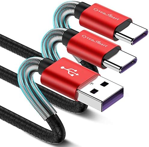 Cyven Premium 3 ft USB Type C Cable Duo Pack – Fast Charge & Data Transfer Cord, Durable TPE Construction, Compatible with Samsung Galaxy A Series, LG V Series, and More – Stylish Pink Design for Enhanced Performance and Versatility