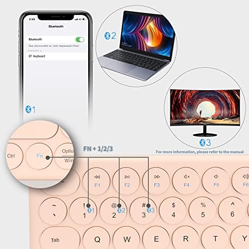 UBOTIE Wireless Colorful Slim Bluetooth Keyboard – Portable 78-Key Compact Design with Silent Scissor Switches and Elegant Round Keycaps for Tablets, Laptops, and Smartphones – Ultimate Typing Comfort and Style