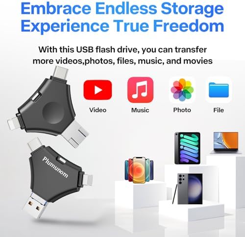 Unlock Endless Memory Storage with the 128 GB i Phone Flash Drive – Effortless Photo & Video Backup, No App Needed, Compatible with i Phone, i Pad, Android & PC, USB 3.0 Speed for Quick Transfers, Compact & Durable Design for On-the-Go Convenience