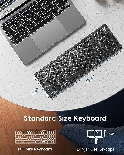 Samsers Wireless Foldable Bluetooth Keyboard with Numeric Keypad – Multi-Device Support for i OS, Android, Windows & Mac – Portable Travel-Friendly Design in Premium PU Leather, Effortless Typing Anywhere!
