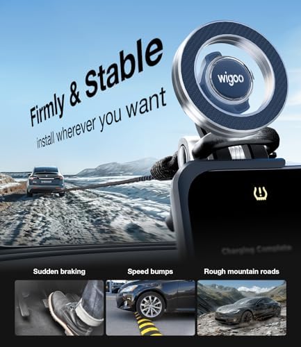 Wigoo Tesla Magnetic Phone Mount – Ultimate Hands-Free Holder for Model 3/Y/X/S – Secure, No-View Obstruction Design for i Phone & Android – Enhanced Compatibility, Effortless Installation, Premium Quality Materials