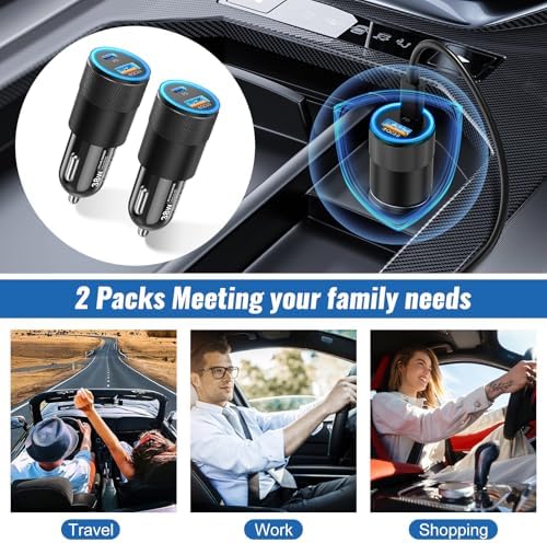 Dual-Port Fast Charge Car Charger Bundle – 38 W USB-C Power Adapter with 6 FT Type-C Cable for i Phone 15/16 Pro & i Pad – Boxeroo Multi-Device Auto Charger with QC 3.0 & PD Compatibility for Ultimate On-the-Go Power Efficiency – Sleek, Durable Design for Enhanced Vehicle Connectivity