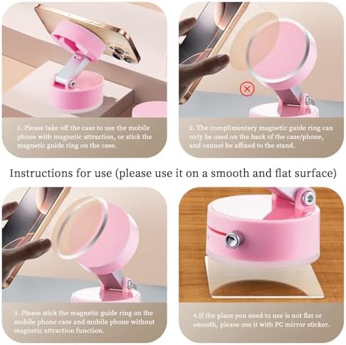 Vacuum Magnetic Phone Holder Updated Suction Cup Phone Mount Foldable and Portable Easy to Operate and Durable Multi-scenario Application 360° Adjustable for Gym/Kitchen/Bathroom/Car/Desktop(White) – Enhanced Compatibility and Speed