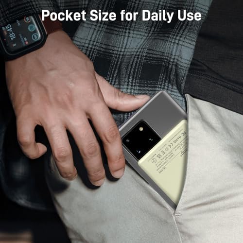 Auskang Slim Power Bank – 5000 m Ah USB-C Portable Charger with Built-in Cable, Airplane Safe Thin Battery Pack for i Phone 16, 15, Samsung, Google Pixel & Android Devices – Ultimate Travel Power Solution for Fast Charging and Enhanced Compatibility