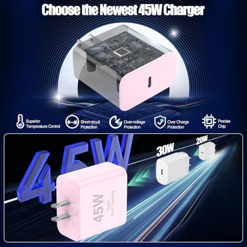 Ultimate 45 W USB-C Fast Charging Bundle for i Phone 16/16 Pro Max & 15/15 Pro Max – Dual 10 FT MFi Certified Type C Cables Included, PD 3.0 Compatible for i Pad Pro, Mac Book M1/M2, Air Pods – Compact & Portable Power Solution