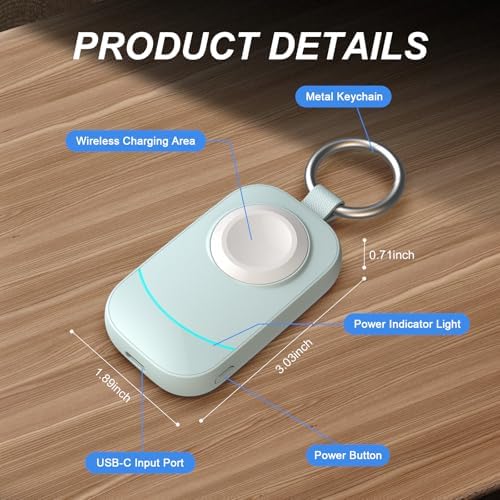 Portable Keychain Charger for Apple Watch – 2500 m Ah Fast Wireless Power Bank for Series 10, 9, SE & Ultra 2 – Essential Travel Companion for Effortless Charging Anytime, Anywhere – Lightweight, Durable, and User-Friendly Design for Active Lifestyles – Versatile Smartwatch Charging Solution